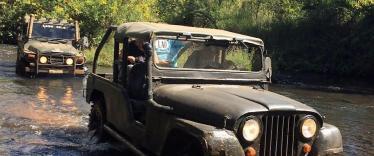 Driving a jeep in Bolaven Plateau