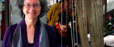 Carol Cassidy in her workshop in Vientiane