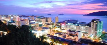 Kota Kinabalu cityscape at sunset