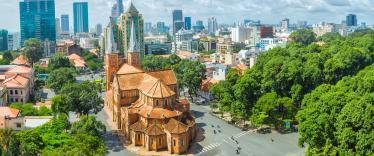 Aerial view of Ho Chi Minh City cathedral 