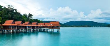 Beach huts at Malaysian beach 