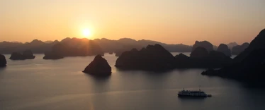 Sunset over Halong Bay