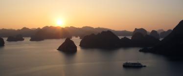 Sunset over Halong Bay