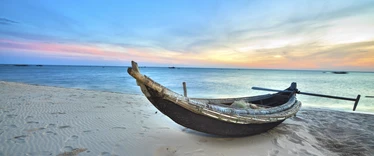 Boat on Nha Trang beach, Vietnam 