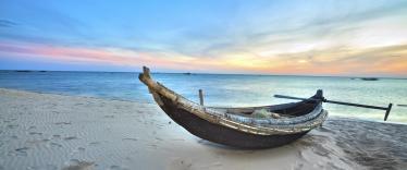 Boat on Nha Trang beach, Vietnam 