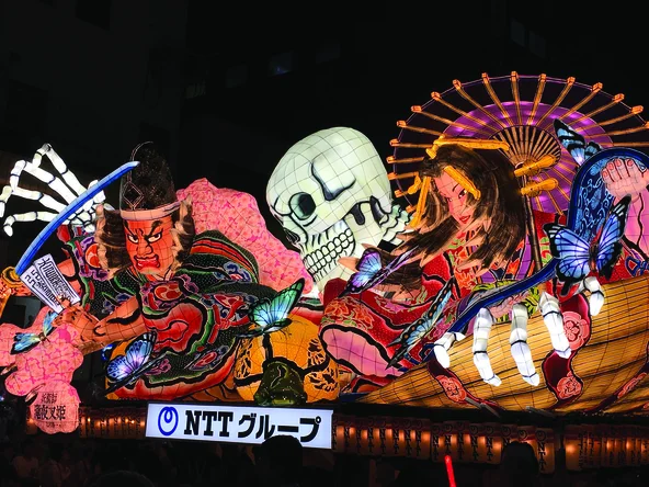 Illuminated floats at Nebuta Festival in Japan 