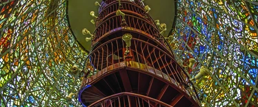 Colourful glass and staircase at Hakone Sculpture Park 