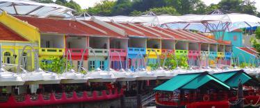 Colourful buildings along waterside at Clark Quay 