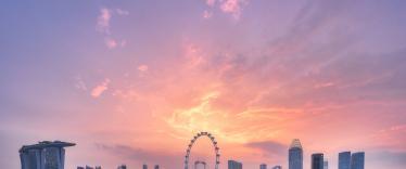Singapore skyline at sunset 