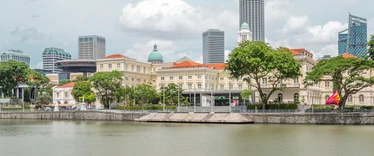 Colonial buildings along the riverside in Singapore 