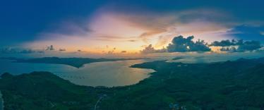 Aerial view of Ko Yao Noi island at sunset 