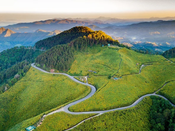 Views over foothills near Mae Hong Son looking towards Myanmar 