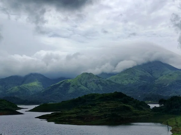 Views of mountains over water Banasura