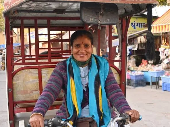 Jaipur at dawn with Pink Rickshaw