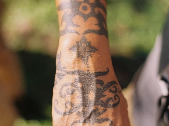 Tattoo of the Iban tribe in Batang Ai, Borneo at a longhouse stay