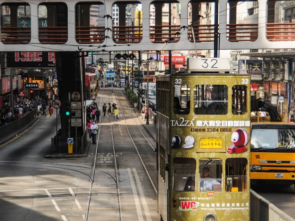 Hong Kong Island trams, probably near Admiralty
