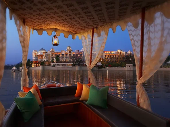 Leela Udaipur Exterior from Lake