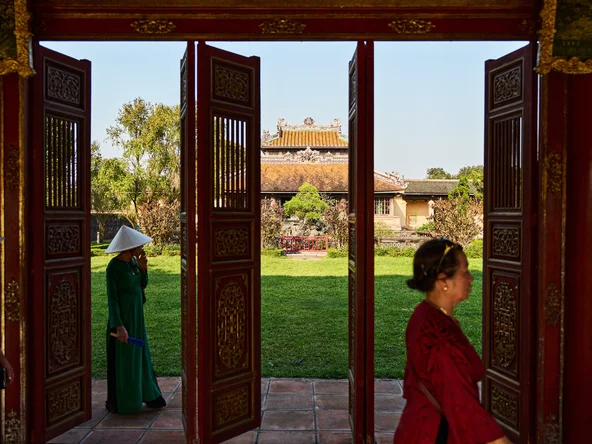 Doorways in Hue palace in Vietnam in January