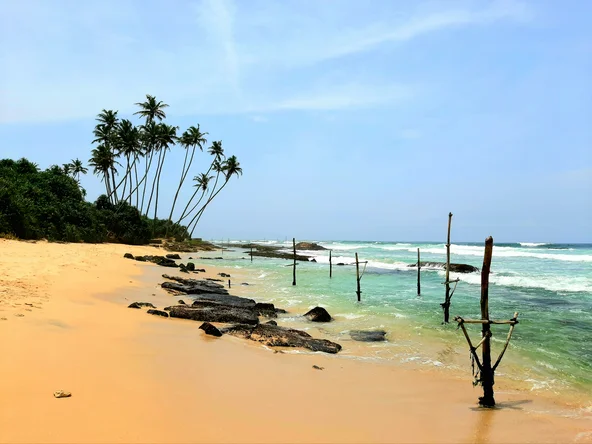 Fishing stilts, Ahangama, Sri Lanka
