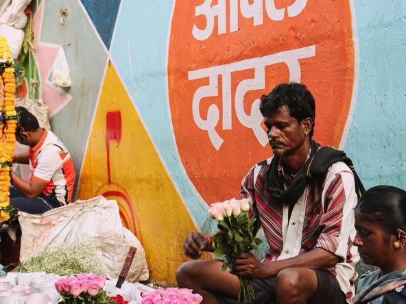 Flower Seller at Dadar flower market, Mumbai, India
