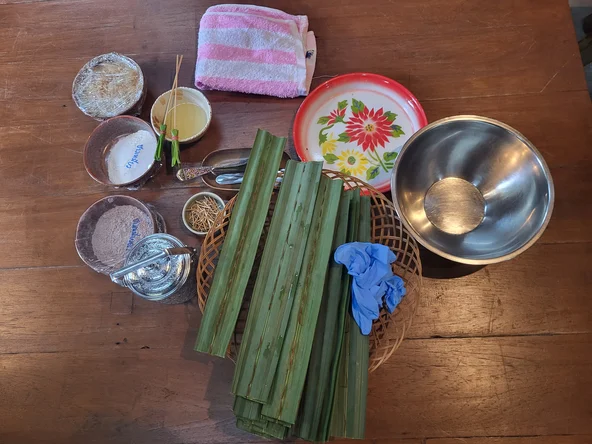 A table with ingredients to be used in a cookery class