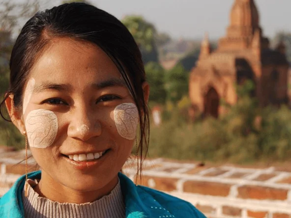 Girl wearing thanaka paste