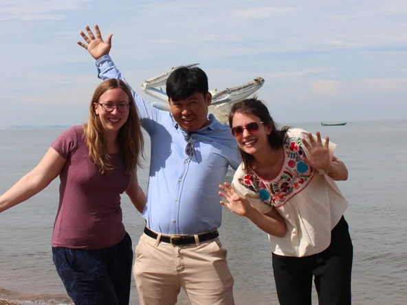 Charlotte and Georgia with guide in Kep (2)