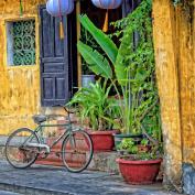 Bicycle outside traditional shopfront in Hoi An