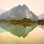 Views of mountains over a lake