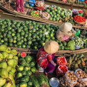 Floating market on the Mekong Delta