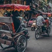 Riding a cyclo in Ho Chi Minh City