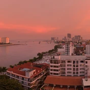 Sunset over the Mekong and Phnom Penh 