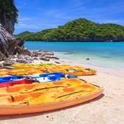 Kayaks on the beach at Ang Thong Marine Park 