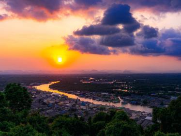 Sunset from viewpoint in Chumphon