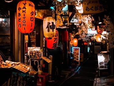 Lanterns outside izakaya in backstreet of Tokyo