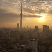 Panoramic view of Tokyo at sunset