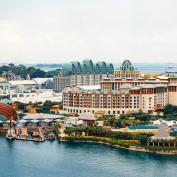 View of theme park and resort buildings on Sentosa Island