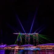 Laser show at Marina Bay at night