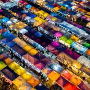 Coloured market stalls