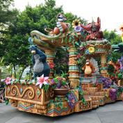 Float with Disney characters as part of parade at Disneyland