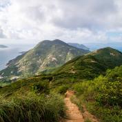 View from the top of the Dragon's Back Trail looking down at the sea