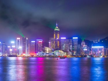 Laser light show at Hong Kong harbour