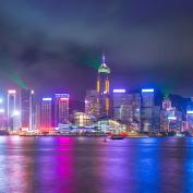 Laser light show at Hong Kong harbour