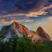 Beautiful sunset over mountains in Bukhansan National Park near Seoul, South Korea