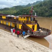 Anouvong cruise parked on sandbank