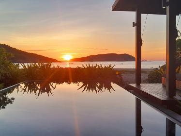 Sunset from the private pool at Anantara villa, Quy Nhon, Vietnam