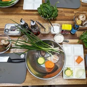 Ingredients prepared ready for cookery class in Busan 