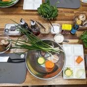 Ingredients prepared ready for cookery class in Busan