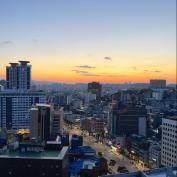 Sunset over Seoul skyline 