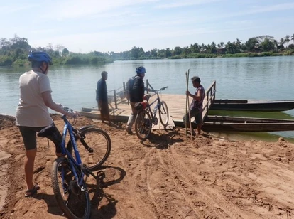 Biking through Laos on ferry